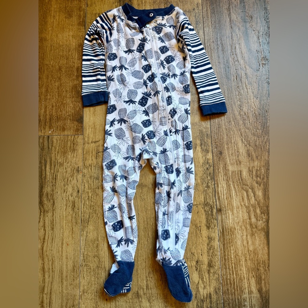 GUC! Burt's Bees Baby Blue and White Patterned Footie